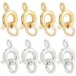 Золотой & Серебряный 40шт 2 цветные латунные пружинные застежки-кольца, с открытыми пружинными кольцами из нержавеющей стали 304, золотой и серебряный, 1 см, 20 шт / цвет