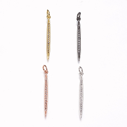 (52) Непрозрачная лаванда Латунные микро проложить кубического циркония подвески, прозрачные, разноцветные, 30x2x2 мм, отверстие : 3 мм