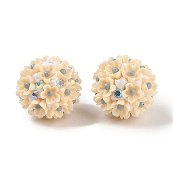 Мокасин Ручной полимерной глины шариков Rhinestone, с акриловым цветком ромашки, ручка фокусные бусины, мокасин, 20~21 мм, отверстие : 2 мм
