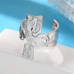 Нержавеющая Сталь Цвет 304 открытые манжеты из нержавеющей стали, крест с вихрем, цвет нержавеющей стали, 24 мм, внутренний диаметр: регулируемый