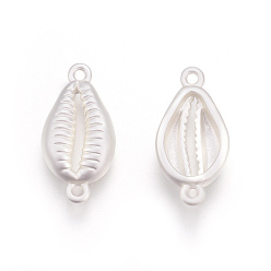 Матовый Серебристый Цвет Соединители латунные звенья, долговечный, без свинца и без кадмия, форма раковины каури, матовое серебро, 16.5x8x3.5 мм, отверстие : 1 мм