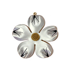 Гейнсборо 304 эмаль нержавеющей стали большие кулоны, , ионное покрытие (ip), реальный 18 k позолоченный, светло-серые, 58x55 мм