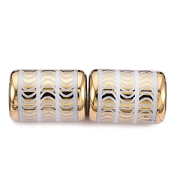 Verge D'or Foncé Perles en verre electroplate, colonne à motif de lune, verge d'or noir, 11.5~12x8~8.5mm, Trou: 1.2~1.4mm