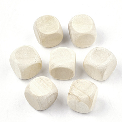 PapayaWhip Unfinished Wood Beads, Natural Wooden Beads, No Hole/Undrilled, Cube, PapayaWhip, 18x18x18mm, about 185pcs/500g