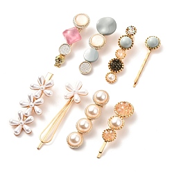 Аква Наборы заколок для волос из искусственного жемчуга из кожи аллигатора, с акриловой смолой и, разнообразные, вода, 59~68x15~23x8~18 мм, 8 шт / комплект