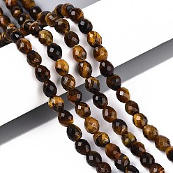 Тигровый глаз Природных тигровый глаз бисер нитей, баррель, граненые, 5.5~6.5x5~5.5 мм, отверстие : 1~1.2 мм, около 57~61 шт / нитка, 13.98~14.17'' (35.5~36 см)