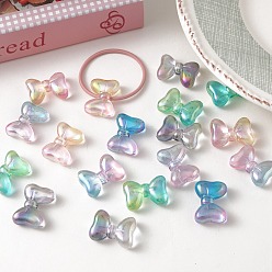 (52) Непрозрачная лаванда Прозрачные акриловые бусины с УФ-покрытием, радужный, бантом, градиент цвета, разноцветные, 20.8x28.5x11.2 мм, отверстие : 3 мм