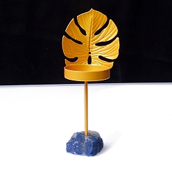 Лист Металлические подсвечники, с окрашенными и подогреваемыми основаниями из натурального синего авантюрина, лист, 170x70 мм