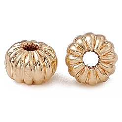 Настоящее золото 14K Стойки обшивки латунные бусины, долговечный, тыква, реальный 14 k позолоченный, 4x3 мм, отверстие : 1 мм