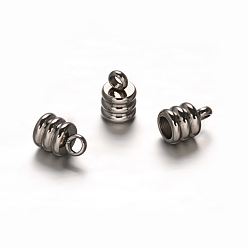 Нержавеющая Сталь Цвет 201 концы из нержавеющей стали шнур, цвет нержавеющей стали, 7.2x5 мм, отверстие : 2 мм, 3 мм внутренним диаметром