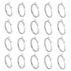 Stainless Steel Color 10Pcs 5 Style 304 Stainless Steel Finger Ring Settings, Loop Ring Base, Mixed Size, Stainless Steel Color, Inner Diameter: 15.7~18.9mm, Hole: 2mm, 2pcs/style
