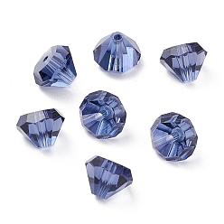 Прусский Синий Имитация Австрийские кристаллические шарики, класс AAA, граненые, алмаз, берлинская лазурь, 9.5~10x7~8 мм, отверстие : 0.9~1 мм