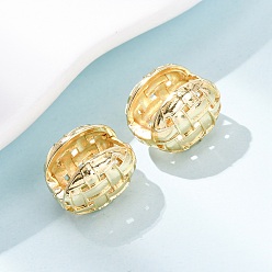Настоящее золото 18K Плетеные овальные серьги-кольца из латуни, долговечный, стойки покрытие, без свинца и без кадмия, реальный 18 k позолоченный, 15.5x12x14.5 мм
