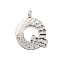 Letter Q 304 прелести нержавеющей стали, гравированная фигурка ручной работы, полностью отполированный, цвет нержавеющей стали, Буква Q, 13.5x11x2 мм, отверстие : 1.8 мм