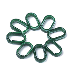 Verde Oscuro Anillos de enlace de acrílico, conectores de enlace rápido, estilo de imitación de piedras preciosas, para hacer cadenas de cable, oval, verde oscuro, 18.5x11.5x5 mm, medida interior: 14x7 mm, sobre 1130 pcs / 500 g