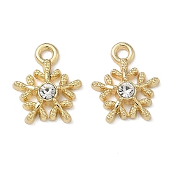 Снежинка Рождественские подвески из сплава с кристаллами и стразами, без свинца и без кадмия, золотые, снежинка, 14.5x12x3 мм, отверстие : 1.7 мм