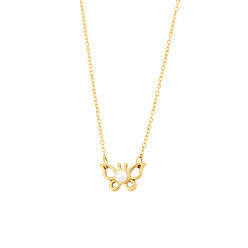 White 304 Stainless Steel Pave Shell Pearl Pendant Necklaces, Cable Chain Necklaces for Women, Butterfly, Ion Plating(IP), Long-Lasting Plated, Real 18K Gold Plated, White, 16.93 inch(43cm)