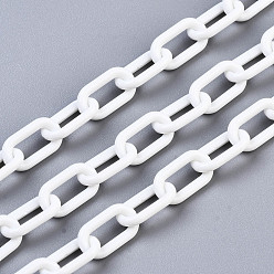 Кремово-белый Непрозрачные акриловые скрепки ручной работы, тянутые удлиненные кабельные цепи, кремово-белые, 13x7.5x2 мм, 19.88 дюйм (50.5 см) / прядь