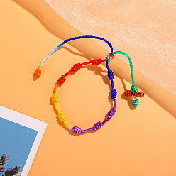 Разноцветный Браслеты из переплетенных бусин из нейлонового шнура, Браслеты из четок для пары друзей, красочный, 6-1/4~11-3/4 дюйм (16~30 см)