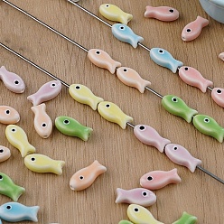 Fish Ручной фарфоровые керамические шарики, пастельный фарфор, рыба, 9x20x6 мм, отверстие : 2 мм