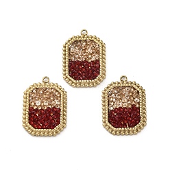 Красный Настоящее 14к позолота 304 подвески из нержавеющей стали, со стразами, восьмиугольник, красные, 21x14.5x3 мм, отверстие : 1.6 мм
