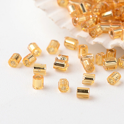 Orange FGB Grade A Glass Seed Beads, Hexagon(Two Cut), Silver Lined, Orange, 2x2mm, Hole: 0.5mm, about 42452pcs/pound
