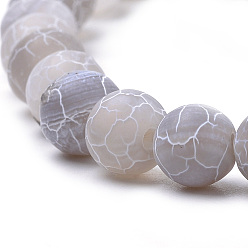 Thistle Natural Weathered Agate Beads Strands, Frosted, Dyed, Round, Thistle, 8mm, Hole: 1mm, about 47pcs/strand, 15.7 inch