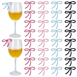 (52) Непрозрачная лаванда 40 шт. 4 цветные акриловые подвески-бантики для бокалов вина, маркеры для бокалов, разноцветные, 60x50x2.5 мм, 10 шт / цвет