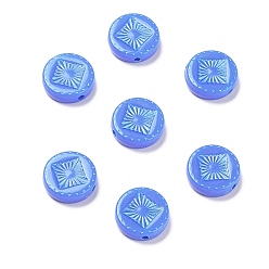 Розовато-лиловый Непрозрачные акриловые бусины, металла обвитые, плоский круглый с рисунком в виде ромбов, розовато-лиловый, 15~15.5x4.5~5 мм, отверстие : 1.8 мм, Около 606 шт / 500 г