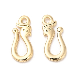 Real 24K Gold Plated Rack Plating Brass Pendants, Cadmium Free & Lead Free, Snake Charm, Real 24K Gold Plated, 15x6.5x1.5mm, Hole: 1.4mm
