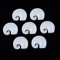 White Imitation Jade Glass Pendants, Elephant, White, 16x18.5x4.5mm, Hole: 1.2~1.4mm