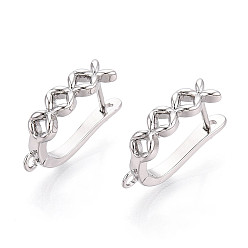 Платинированный Латунная фурнитура для хооп серег, без кадмия, без никеля и без свинца, монета, Реальная платина, 20x13x5 мм, отверстие : 1.4~1.5 мм, штифты : 0.9 мм