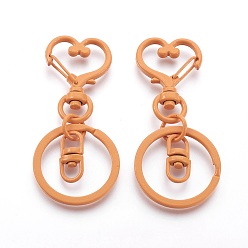 Оранжевый Брелок с железным сердцем, брелок для ключей, без свинца и без никеля , оранжевые, 68x30x6 мм