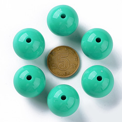 Medium Aquamarine Opaque Acrylic Beads, Round, Medium Aquamarine, 20x19mm, Hole: 3mm, about 111pcs/500g