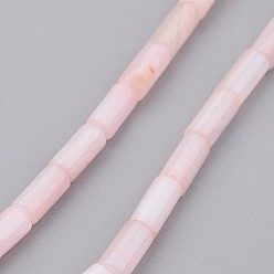 Misty Rose Natural Shell Bead Strands, Dyed, Column, Misty Rose, 8x4mm, Hole: 0.5mm, about 50pcs/strand, 15.7 inch