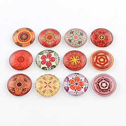 (52) Непрозрачная лаванда Половина раунд / купол цветочный узор стекла Flatback кабошоны для поделок проектов, разноцветные, 12x4 мм