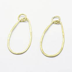 Без Покрытия Латунные подвески, без свинца, без кадмии и без никеля, овальные, сырой (без покрытия), 46x25x1 мм, отверстие : 7 мм