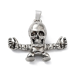 Skull Сплавочные подвески тибетского стиля, череп прелести, череп, 35.5x44x13 мм, отверстие : 8x4.5 мм