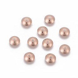 Розовое Золото 201 из нержавеющей стали шарик крышки, круглые, розовое золото , 6x2 мм, отверстие : 0.5 мм