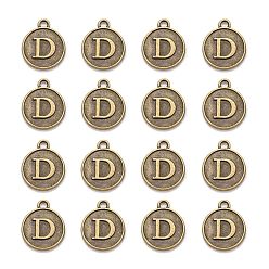 Letter D Сеттинги для кулона(кабошонов), сплав, для эмали, без кадмия и без свинца, плоские круглые с буквы, античная бронза, letter.d, 14x12x2 мм, отверстие : 1.5 мм