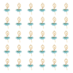 Небесно-голубой 30шт. прозрачные смоляные большие подвески, прелести балетной девушки, с позолоченной фурнитурой из сплава и хрустальными стразами, голубой, 60x31x4 мм, отверстие : 2 мм