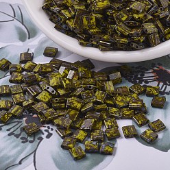 (TL4519) Темно-желтый Непрозрачный Пикассо Миюки тила бусины, японский бисер, 2-луночное, (tl 4519) непрозрачный темно-желтый Пикассо, 5x5x1.9 мм, Отверстие: 0.8 мм, о 118 шт / бутылка, 10 г / бутылка