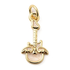 Желтая Старая Ткань  Латунь эмаль подвески, долговечный, без свинца и без кадмия, с целью перехода в кольце, гитарный шарм, стойки покрытие, реальный 18 k позолоченный, старое кружево, 17.5x9x2 мм, отверстие : 3.5 мм