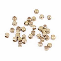 Raw(Unplated) Brass Spacer Beads, Nickel Free, Cube, Raw(Unplated), 2x2mm, Hole: 1.3mm