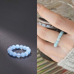 Аквамарин Эластичные кольца из натурального аквамарина, круглые, бусины : 4 мм, внутренний диаметр: регулируемый