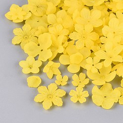 Gold Frosted Acrylic Bead Caps, Flower, Gold, 9~27x9~28x2.5~14mm, Hole: 1.4~2mm, about 1046pcs/500g
