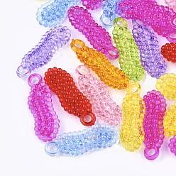Mixed Color Transparent Acrylic Pendants, Morus Alba, Mixed Color, 33x12x6mm, Hole: 3.5mm, about 440pcs/500g