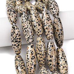 Далматинских Джаспер Природные яшмы далматин бисер нитей, рис, 40.5~41.5x14~14.5 мм, отверстие : 1.2 мм, около 9 шт / нитка, 15.20''~15.55'' (38.6~39.5 см)