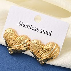 Сердце 304 из нержавеющей стали серьги, реальный 18 k позолоченный, сердце, 20.5x25 мм