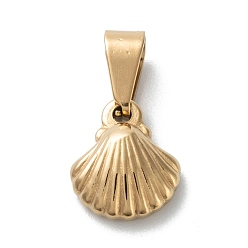 Golden 304 Stainless Steel Pendants, Ocean Theme, Shell, Golden, 12.5x11.5x4mm, Hole: 3mm